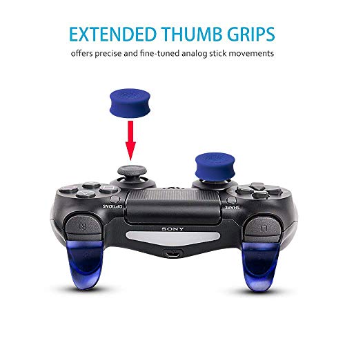 CHIN FAI L2 R2 de Repuesto Botones Trigger Grips Extender, 3 Pares Antideslizante joysticks Thumb Stick Caps Funda para Playstation 4 PS4 Controlador 030 JDM (Azul)