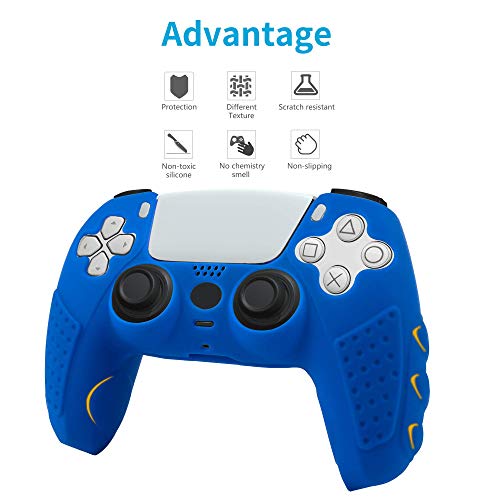 CHIN FAI para Sony PS5 Dualsense Controller Skin Case, Funda Protectora de Silicona Antideslizante para Sony Playstation 5 PS5 Controller Gamepad Accesorios de Juego con 6 agarres para el Pulgar
