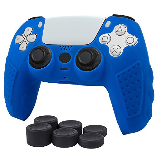 CHIN FAI para Sony PS5 Dualsense Controller Skin Case, Funda Protectora de Silicona Antideslizante para Sony Playstation 5 PS5 Controller Gamepad Accesorios de Juego con 6 agarres para el Pulgar