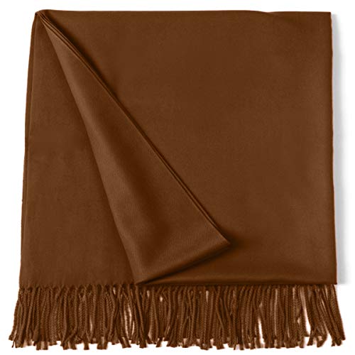 CJ Apparel Chal de mezcla de algodón, color marrón oscuro, grueso, diseño de color sólido, chal de segundo, bufanda para envolver la cabeza, cubierta para la cara, Pashmina