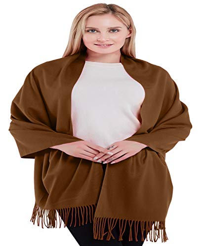 CJ Apparel Chal de mezcla de algodón, color marrón oscuro, grueso, diseño de color sólido, chal de segundo, bufanda para envolver la cabeza, cubierta para la cara, Pashmina