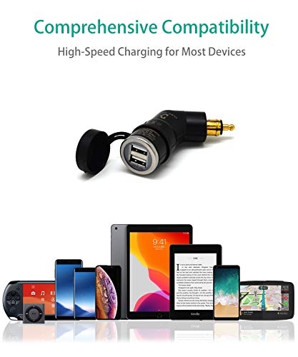 Cliff-Top Cargador USB Hella (DIN) de 3,3 amperios (en ángulo), compatible con motocicletas BMW