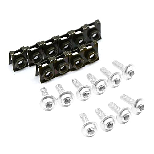 Clips de tornillos, 10pcs 6mm Cuerpo de motocicleta Pernos de carenado Tornillos Spire Speed Sujetador Clips Tornillo Nueces de resorte Nueces compatibles con CBR 600 F2, F3, F4, F 4i CBR900RR