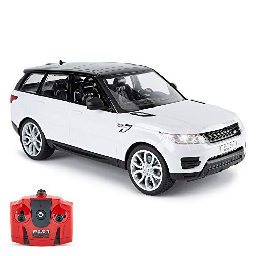 Cmj RC Coches™ con Licencia Oficial Mando a Distancia Range Rover Sport IN 30cm Tamaño 1:14 Escala en Blanco Color