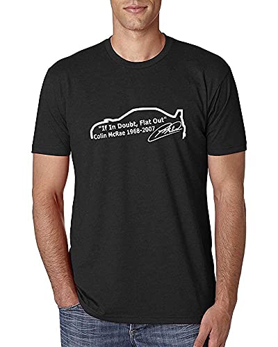 Colin McRae When in Doubt Flat out Rally Racing T-Shirt Graphic tee Printed Shirt Short Sleeve for Mens_5730 Black S