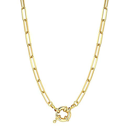 Collares para mujer, galvanizado ovalado, colgante con clip de papel, gargantilla y cadena de regalo, 35 cm