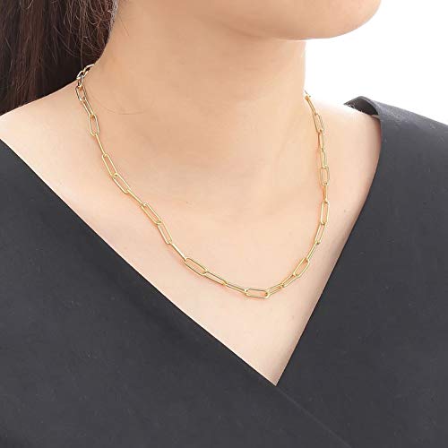 Collares para mujer, simple clip dorado de papel, collar con cadena y gargantilla, accesorio de joyería – dorado 35 cm