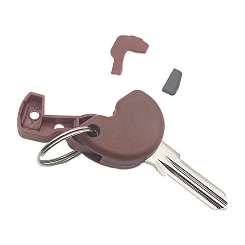 Cong Lin Store Key en Blanco Motocicleta marrón Clave en Blanco sin Cortar + Transponder Chip Reemplazo de Ajuste for Piaggio Vespa Scooters Copia de Seguridad Key Motorbikes Claves