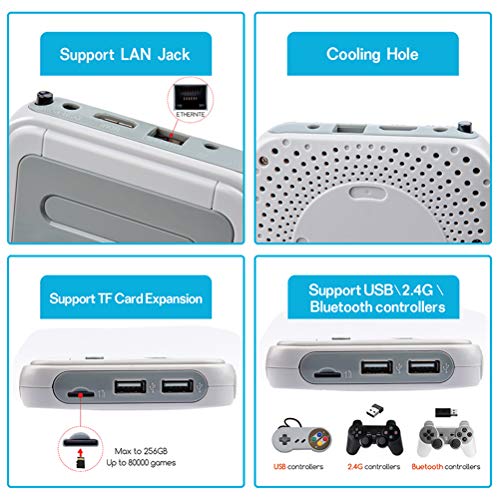 Consola de Juegos, Juego clásico Integrado 30000/40000/50000, Salida AV, WiFi y HDMI 4K HD, Consola de Videojuegos con Controladores inalámbricos duales de 2.4G, Compatible con PS1 / N64 / DC