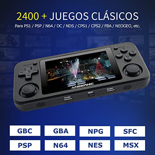 Consola de videojuegos RG351P Pantalla IPS de 3,5 pulgadas Reproductor de juegos portátil retro de bolsillo portátil para PS1 / N64 / PSP / DC / GB con más de 2500 juegos