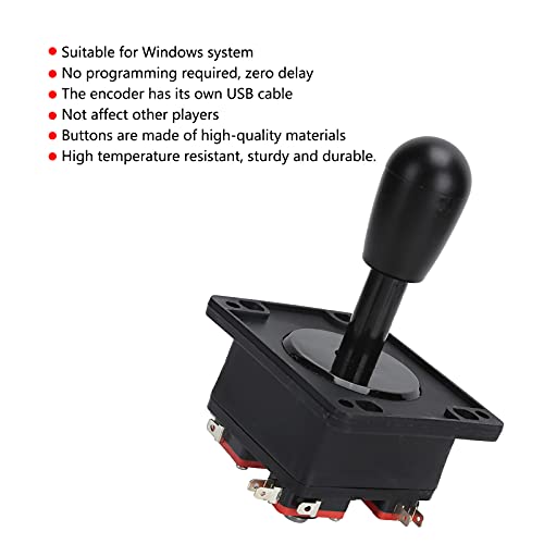 Controlador de Juegos de Arcade, Kit de Piezas de Bricolaje para PC, Juegos de Windows, 1 Joystick de Estilo Americano + 10 Botones + 10 interruptores + codificador USB de retardo Cero(Negro)