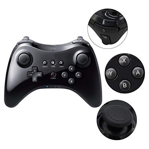 Controlador de juegos para Wii U Pro, PowerLead Wireless Controller Gamepad Work para Nintendo Wii U Controlador recargable Joystick Dual Analog Game (Versión de actualización)