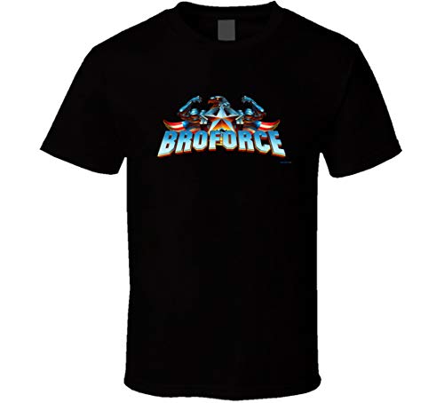 Cool Video Games Broforce Star Eagle Logo Camiseta Caliente Negro