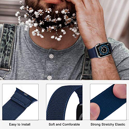 Correa Nylon Loop Compatible con Apple Watch Band 38mm 40mm 42mm 44mm 41mm 45mm, Pulsera elástica Ajustable para Hombres y Mujeres, Correa Trenzada elástica para iWatch SE Series 7/6/5/4/3/2/1