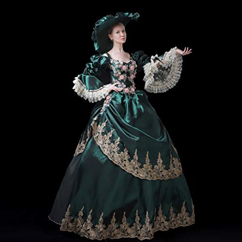 Corte de gama alta rococó barroco Marie Antonieta vestidos de bola del siglo 18 Renacimiento período histórico vestido para las mujeres, Verde 1, XXX-Large
