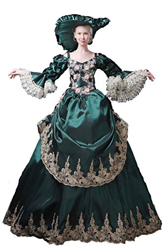 Corte de gama alta rococó barroco Marie Antonieta vestidos de bola del siglo 18 Renacimiento período histórico vestido para las mujeres, Verde 1, XXX-Large