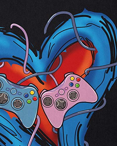 CottonCloud Gamer Love Camiseta para Niños T-Shirt Videojuego Pareja Amor, Color:Negro, Talla:164