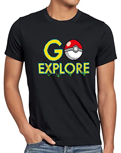 CottonCloud GO Explore Camiseta para Hombre T-Shirt Monstruos Videojuego, Talla:XL, Color:Negro