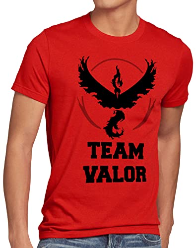 CottonCloud Team Rojo Valor Moltres Camiseta para Hombre T-Shirt Fuego, Talla:S, Color:Rojo