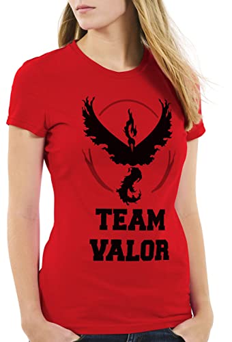 CottonCloud Team Rojo Valor Moltres Camiseta para Mujer T-Shirt Fuego, Color:Rojo, Talla:S