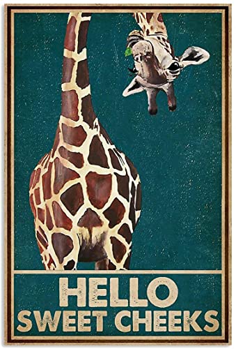 Cuadros Decoracion Salon Retro Green Giraffe Hello Sweet Cheeks Poster Gift para mujeres hombres en cumpleaños Navidad Lámina artística Hogar Habitacion