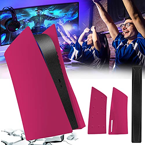 Cubierta de Placa para PS5 [con Adhesivo], Placas Laterales duras en Ambos Lados Placa de Repuesto para PS5, Placa Frontal a los arañazos Placas Frontales para la versión de Disco de PS5(Cosmic Red)