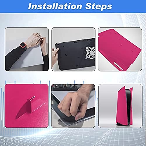 Cubierta de Placa para PS5 [con Adhesivo], Placas Laterales duras en Ambos Lados Placa de Repuesto para PS5, Placa Frontal a los arañazos Placas Frontales para la versión de Disco de PS5(Cosmic Red)