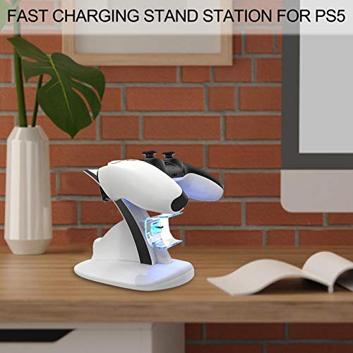 Cucheeky Cargador Dual Del Controlador Inalámbrico PS5, Estación De Soporte De Carga Rápida Del Muelle Del Cargador Del Controlador Dual Para PS5