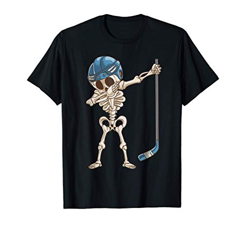Dabbing Skeleton Hockey T Shirt Halloween Kids Boys Men Gift Camiseta