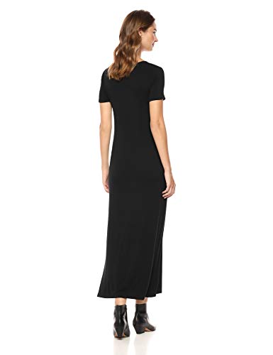 Daily Ritual Jersey Crewneck Short Sleeve Maxi Dress with Side Slit, Negro, US M (EU M - L)