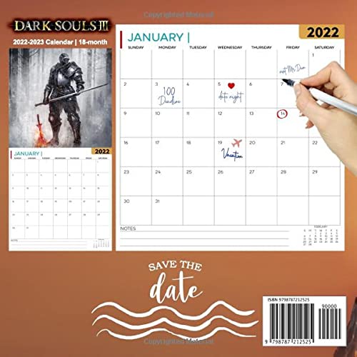 Dark Souls 3: OFFICIAL 2022 Calendar - Video Game calendar 2022 - Dark Souls 3 -18 monthly 2022-2023 Calendar - Planner Gifts for boys girls kids ... games Kalendar Calendario Calendrier).21
