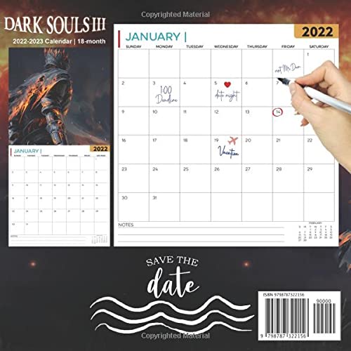 Dark Souls 3: OFFICIAL 2022 Calendar - Video Game calendar 2022 - Dark Souls 3 -18 monthly 2022-2023 Calendar - Planner Gifts for boys girls kids ... games Kalendar Calendario Calendrier).13