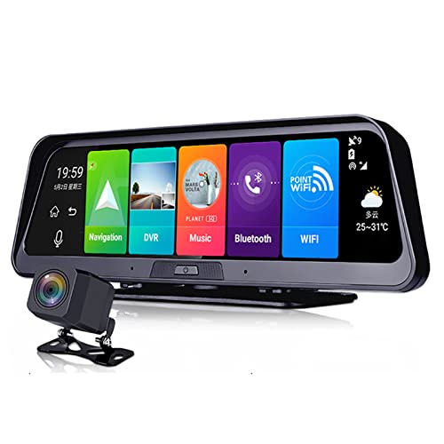 Dash Cam, DVR Para Automóvil 4G Doble Registro ADAS Android 10"Consola Central Espejo GPS Wifi FHD 1080P Lente Trasera Grabadora De Video, Llamadas Manos Libres Bluetooth Dash Cam