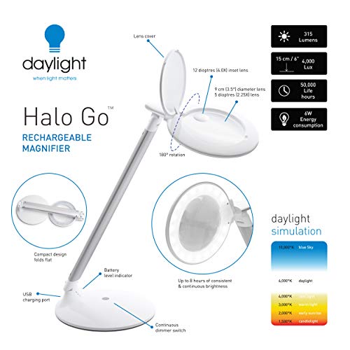 Daylight Halo Go - LED batería lámpara de aumento LED Lámpara lupa accu battery