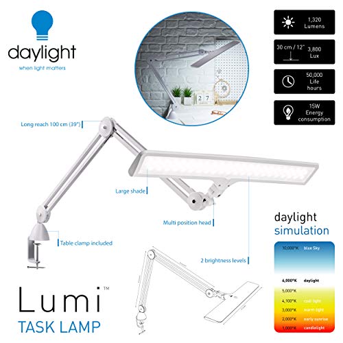 Daylight Lumi D35500 LED Lámpara de escritorio, Lámpara de mesa