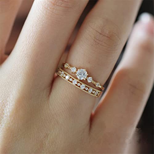 De Anillo para Mujer New Retro Simple Pavé Hollow Ring Ladies Light Luxury Party Jewelry Accessories 6 Gold