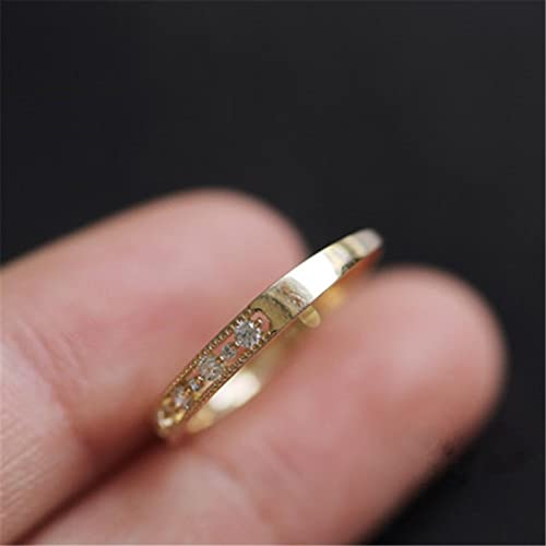 De Anillo para Mujer New Retro Simple Pavé Hollow Ring Ladies Light Luxury Party Jewelry Accessories 6 Gold