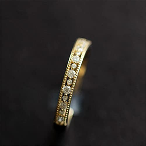 De Anillo para Mujer New Retro Simple Pavé Hollow Ring Ladies Light Luxury Party Jewelry Accessories 6 Gold