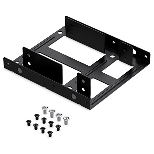 deleyCON Conjunto de Bastidores de Montaje para Discos Duros de 2X 2,5" SSD en el Adaptador de 3,5" Caddies Soporte con Tornillos Incluidos 2 Cables SATA y 2 Adaptadores de Corriente