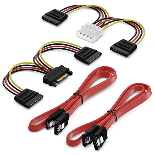 deleyCON Conjunto de Bastidores de Montaje para Discos Duros de 2X 2,5" SSD en el Adaptador de 3,5" Caddies Soporte con Tornillos Incluidos 2 Cables SATA y 2 Adaptadores de Corriente