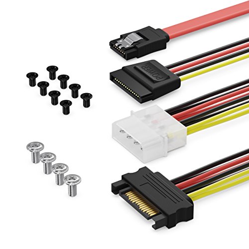 deleyCON Conjunto de Bastidores de Montaje para Discos Duros de 2X 2,5" SSD en el Adaptador de 3,5" Caddies Soporte con Tornillos Incluidos 2 Cables SATA y 2 Adaptadores de Corriente