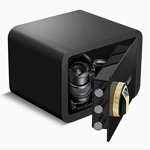 Deluxe Electronic Digital Anti-Theft Safe Box LCD Display Emergency Override Key 20cm Black Finish Anti-Theft Fireproof and Waterproof Smart Home Office Safe Key Safe