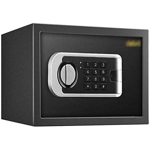 Deluxe Electronic Digital Anti-Theft Safe Box LCD Display Emergency Override Key 20cm Black Finish Anti-Theft Fireproof and Waterproof Smart Home Office Safe Key Safe