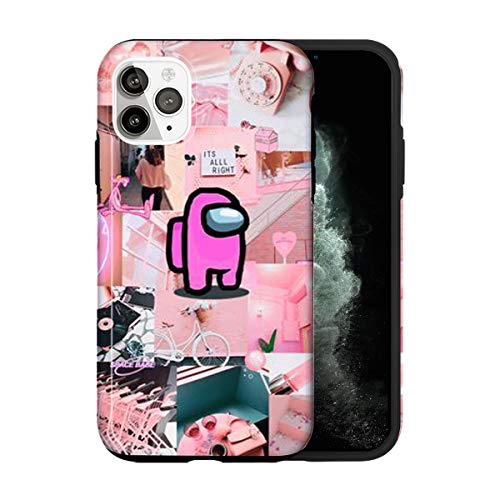 Desconocido iPhone 12 Mini Case, Among Game Us Pink Collage AU008_2 Case For iPhone 12 Mini Protective Phone Cover, Impostor Crewmate Sus Vent [Double-Layer, Hard PC + Silicone, Drop Tested]