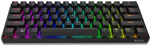 DIERYA DK61E Teclado mecánico para juegos al 60%, interruptor óptico Gateron con retroiluminación RGB, teclado PBT con cable impermeable compacto 61 teclas completas programable interruptor de astilla