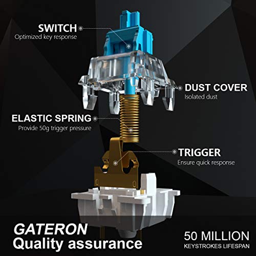 DIERYA DK61E Teclado mecánico para juegos al 60%, interruptor óptico Gateron con retroiluminación RGB, teclado PBT con cable impermeable compacto 61 teclas completas programable interruptor de astilla