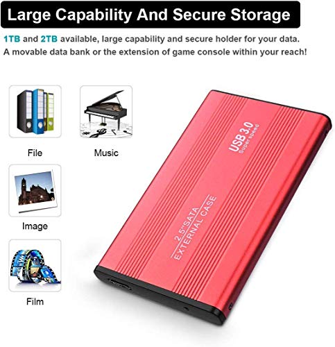 Disco duro externo portátil de 2 TB Disco duro externo ultrafino USB 3.0 compatible con PC, Mac, ordenador de sobremesa, portátil (2 TB, negro)