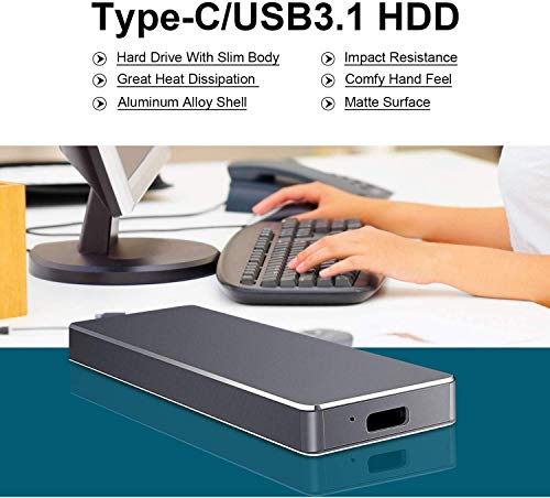 Disco duro externo USB 3.1 Type-C Hard Drive - Disco duro portátil de 2 TB para PC, Mac, ordenador de sobremesa, portátil (2 TB, dorado)