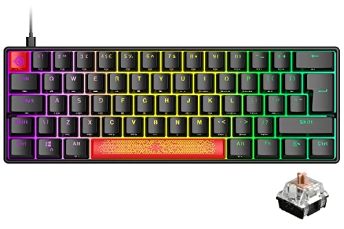 Diseño del Reino Unido 60% Teclado mecánico para juegos Tipo C Cableado 61 teclas LED USB Teclado impermeable Luz de fondo RGB Teclas anti-fantasma para computadora/PC/computadora portátil/ MAC,QWERTY