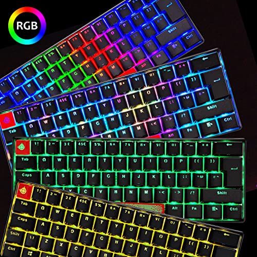 Diseño del Reino Unido 60% Teclado mecánico para juegos Tipo C Cableado 61 teclas LED USB Teclado impermeable Luz de fondo RGB Teclas anti-fantasma para computadora/PC/computadora portátil/ MAC,QWERTY